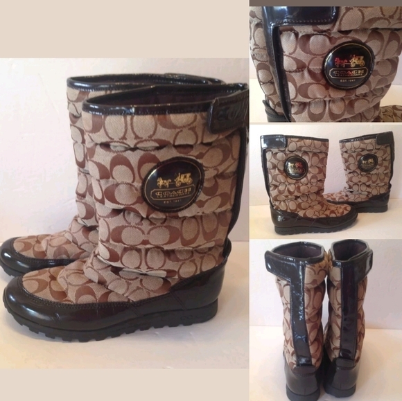 COACH SIG C SNOW BOOTS 7.5 - Picture 2 of 10